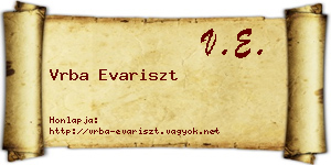 Vrba Evariszt névjegykártya